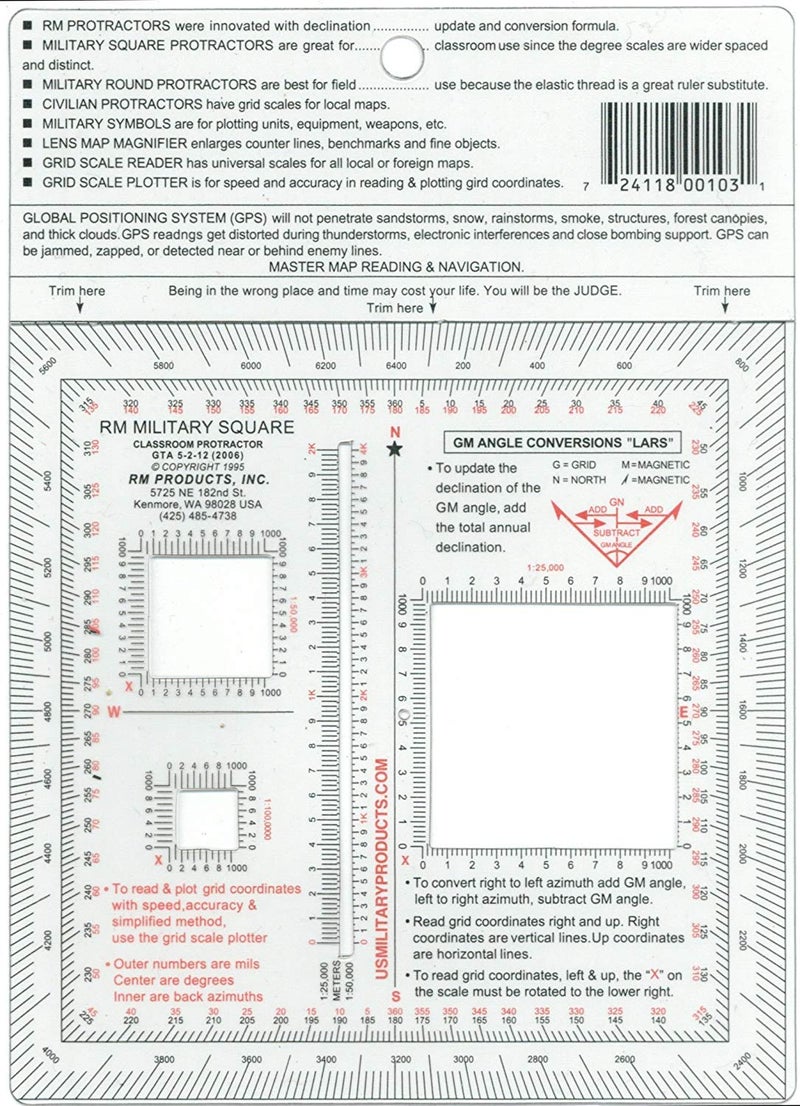 RM43 2 Item Bundle - RM Round Military Protractor & RM Square Military Protractor - Image 3